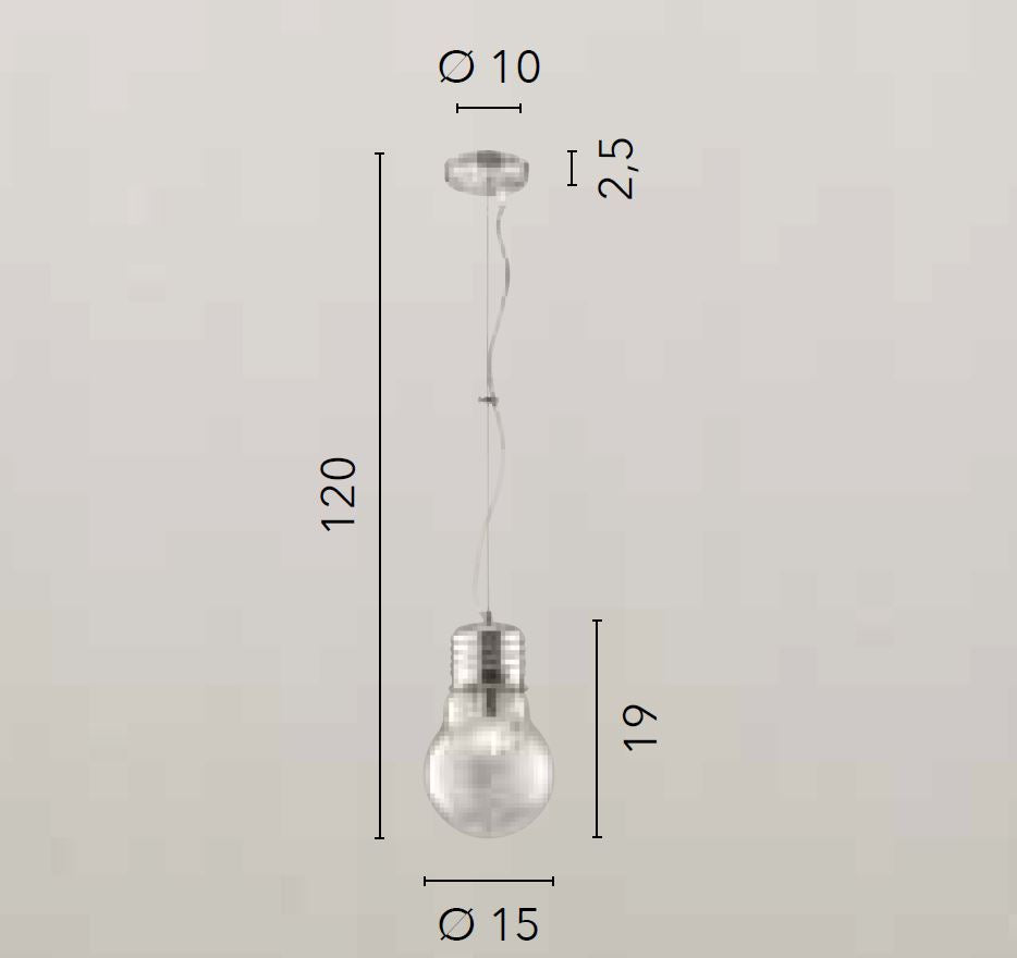 Sospensione vetro forma lampadina interno fili in alluminio 1XE27 non incl. D.15cm LAMPADINA Sospensione vetro forma lampadina interno fili in alluminio 1XE27 non incl. D.15cm LAMPADINA